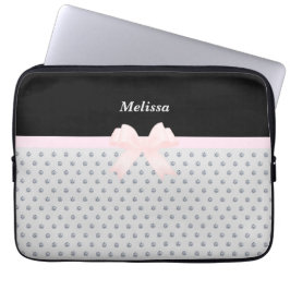 Elegante zwarte en zilveren diamanten laptop sleeve