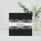 Elegante zwarte en zilveren feesttemplates kaart (Staand voorkant)