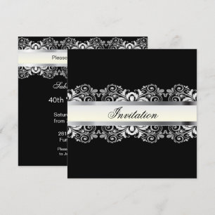Elegante zwarte en zilveren feesttemplates kaart