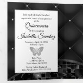 Elegante zwarte en zilveren foto Quinceanera-driev Drieluik Programma (Binnenzijde eerst)