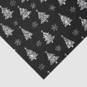 Elegante Zwarte en Zilveren Glitter Kerstbomen Tissuepapier (Detail)