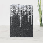 Elegante Zwarte en Zilveren Glitter Script Notitie Kaart (Achterkant)
