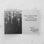 Elegante Zwarte en Zilveren Glitter Script Notitie Kaart (Binnen)