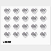 Elegante Zwarte en Zilveren Moderne Script Bedankt Hart Sticker (Vel)