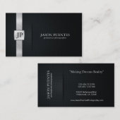 Elegante Zwarte en Zilveren Professionele Visitekaartje (Voorkant / Achterkant)