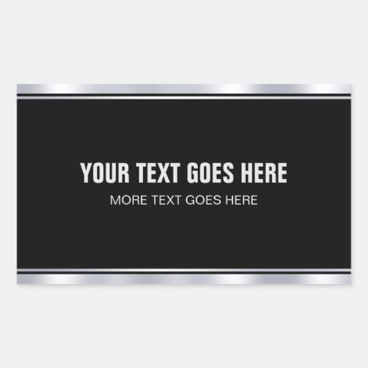 Elegante zwarte en zilveren voeg uw naam tekst mod rechthoekige sticker (Voorkant)
