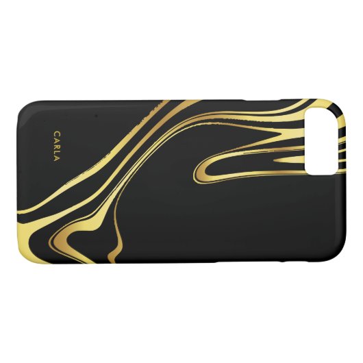 Elegante zwarte en zwarte goudzeugen Case-Mate iPhone case (Achterkant (Horizontaal))