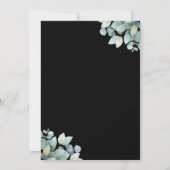Elegante zwarte eucalyptus groen bruiloft kaart (Achterkant)