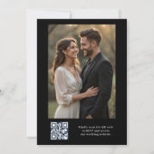 Elegante Zwarte Eucalyptus QR Code Foto Bruiloft Kaart (Achterkant)