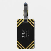 Elegante zwarte faux gouden geometrische lijnen bagagelabel (Achterkant verticaal)