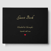 Elegante zwarte faux gouden hart bruiloften Jubile Gastenboek (Voorkant)