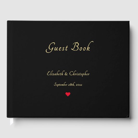 Elegante zwarte faux gouden hart bruiloften Jubile Gastenboek (Voorkant)