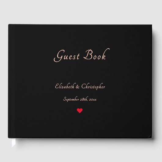 Elegante zwarte faux Roos gouden bruiloften Jubile Gastenboek (Voorkant)