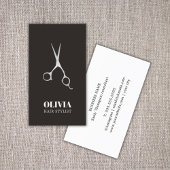 Elegante zwarte faux zilveren schaar vet haar salo visitekaartje