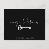 Elegante Zwarte Felicitaties Nieuw Huis Vastgoed Briefkaart (Voorkant)