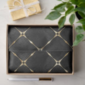 Elegante zwarte fluwelen namaak gouden ruit luxe tissuepapier (Geschenk)