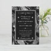 Elegante zwarte Folie & zilveren glitter agaat bru Kaart (Staand voorkant)