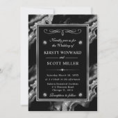 Elegante zwarte Folie & zilveren glitter agaat bru Kaart (Voorkant)