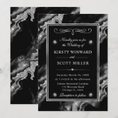 Elegante zwarte Folie & zilveren glitter agaat bru Kaart (Voorkant / Achterkant)