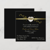 Elegante Zwarte Formele Uitnodiging voor een Jubil (Voorkant / Achterkant)