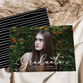 Elegante Zwarte Foto Afstuderen Script Aankondiging