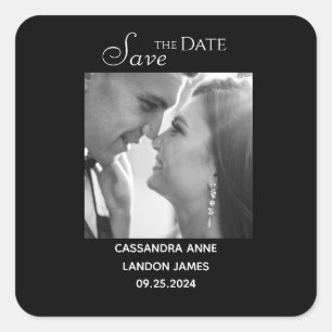 Elegante Zwarte Foto Chique Typografie Vierkante Sticker