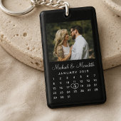 Elegante Zwarte Foto Huwelijksjubileum Agenda Sleutelhanger