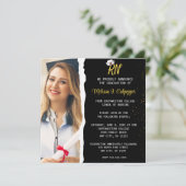 Elegante Zwarte Foto Verpleegkunde Afstuderen  Kaart (Staand voorkant)