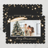 Elegante zwarte foto vrolijke kerst Kaart (Voorkant / Achterkant)