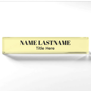 Elegante Zwarte & gele aangepaste naam Naambordje
