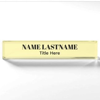Elegante Zwarte & gele aangepaste naam Naambordje