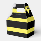 Elegante zwarte gele strepen bruiloft bedankdoosjes (Achterkant)