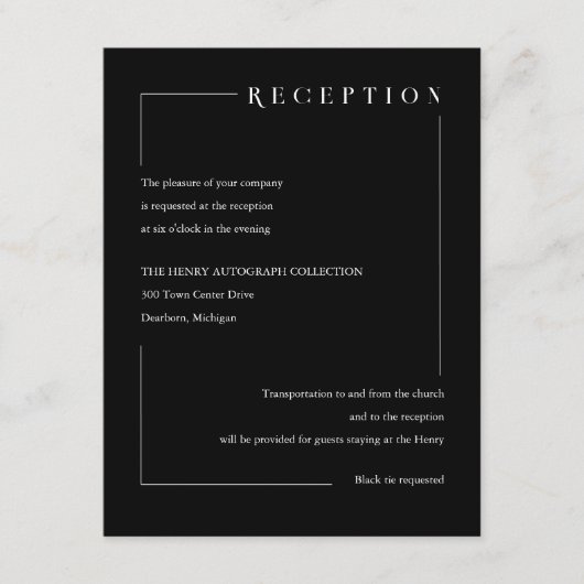 Elegante zwarte geometrische Initialen Informatiekaartje (Voorkant)