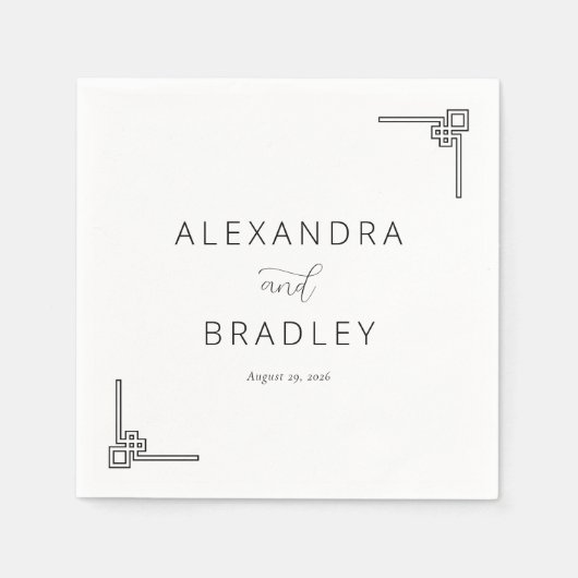 Elegante Zwarte Geometrische Minimalist Servet (Voorkant)