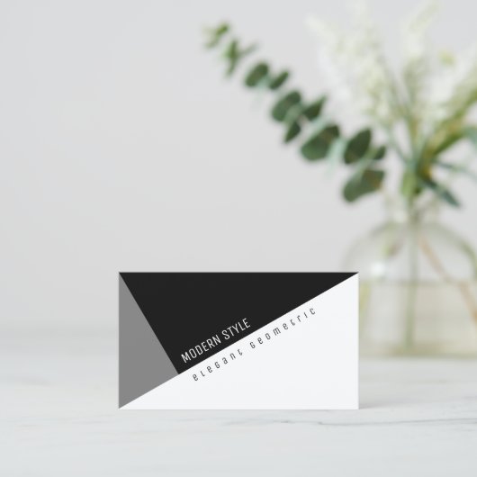 elegante zwarte geometrische moderne stijl visitekaartje (Staand voorkant)