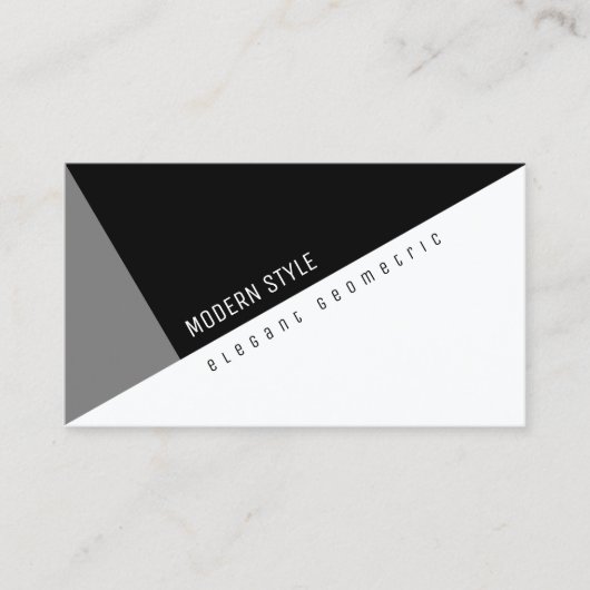 elegante zwarte geometrische moderne stijl visitekaartje (Voorkant)