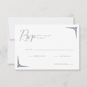 Elegante Zwarte Geometrische RSVP Kaartje