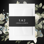 Elegante zwarte gepersonaliseerde kalligrafie brui uitnodigingen wikkel