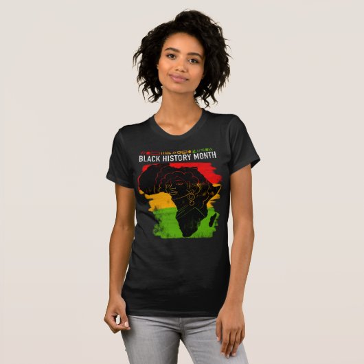Elegante zwarte geschiedenis maand illustratie t-shirt (Voorkant volledig)