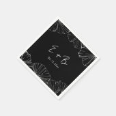 Elegante zwarte Ginkgo Biloba-huwelijk Servet (Hoek)