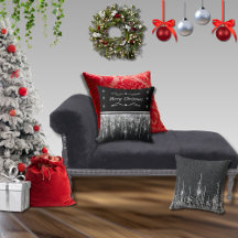 Elegante Zwarte Glanzende Zilveren Prettig Kerstfe