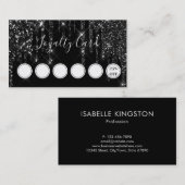 Elegante zwarte glitter druipt loyaliteit Kaart Visitekaartje (Voorkant / Achterkant)