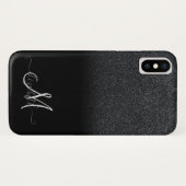 Elegante zwarte glitter ombre monogram Case-Mate iPhone case (Achterkant (horizontaal))