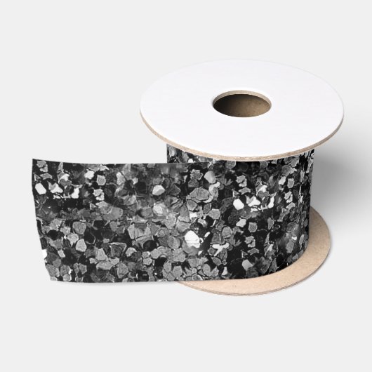 Elegante zwarte Glitter Sparkle Glam Sequin Satijnen Lint (Spoel)