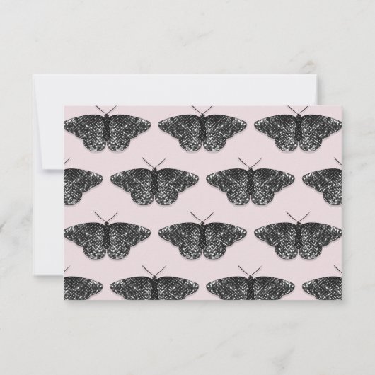 Elegante zwarte glitter vlinder dank je kaart (Achterkant)