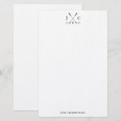 Elegante zwarte golf monogram briefpapier (Voorkant / Achterkant)