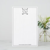 Elegante zwarte golf monogram embleem briefpapier (Staand voorkant)