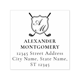 Elegante zwarte golf monogram embleem  zelfinktende stempel