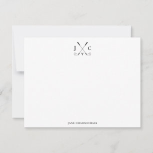 Elegante zwarte golf monogram plat notitiekaart notitiekaartje