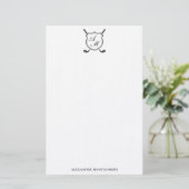 Elegante Zwarte Golf Monogram Wapenschild Briefpap Briefpapier (Staand voorkant)